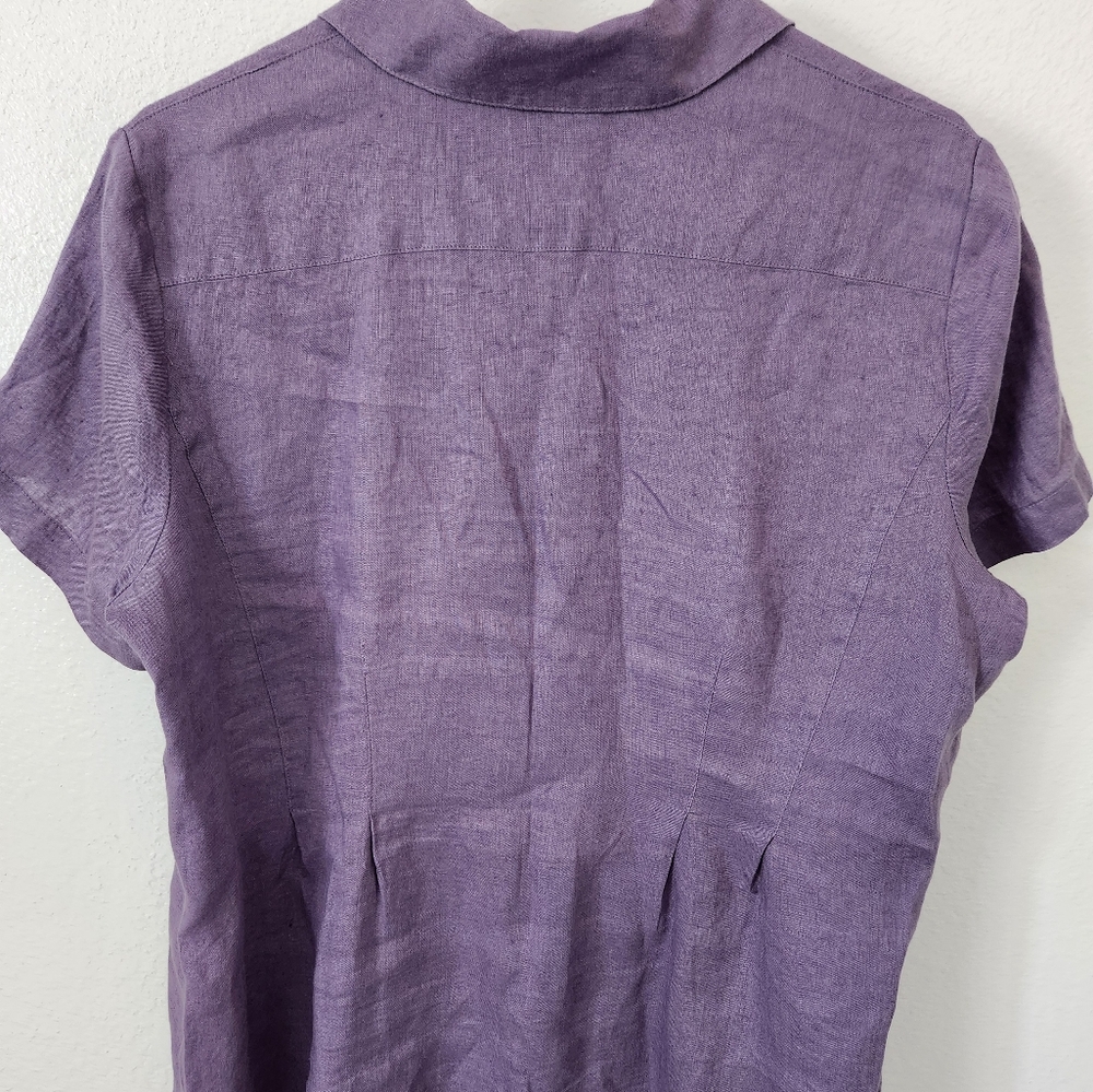 J Jill 100% Linen Button Shirt Women XL Quiet Luxury Collared Office Modest - Picture 3 of 4
